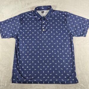 GH Greater Half Polo Shirt Men's XL Blue Sex Ed Golf Humor Stretch Performance